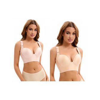 2 Packs Women's Push Up Wirefree Convertible Bras 6 Hooks Underwear