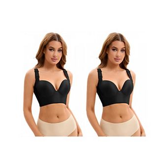 2 Packs Women's Push Up Wirefree Convertible Bras 6 Hooks Underwear