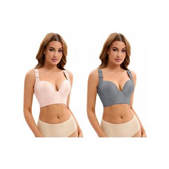 2 Packs Women's Push Up Wirefree Convertible Bras 6 Hooks Underwear