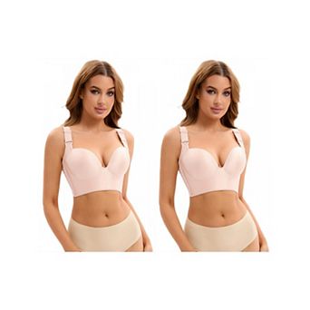 2 Packs Women's Push Up Wirefree Convertible Bras 6 Hooks Underwear