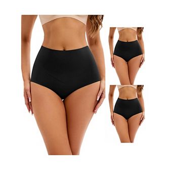 3 Packs Women's High Waist Tummy Control Underwear Briefs Flatten Stomach Shaping Panties