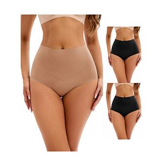 3 Packs Women's High Waist Tummy Control Underwear Briefs Flatten Stomach Shaping Panties