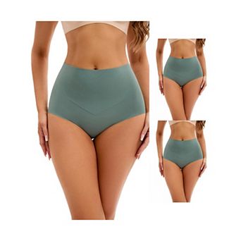 3 Packs Women's High Waist Tummy Control Underwear Briefs Flatten Stomach Shaping Panties