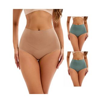 3 Packs Women's High Waist Tummy Control Underwear Briefs Flatten Stomach Shaping Panties