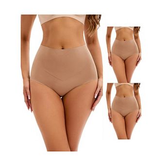 3 Packs Women's High Waist Tummy Control Underwear Briefs Flatten Stomach Shaping Panties