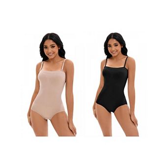 2 Packs Women's Cami Convertible Straps Slimming Waisted Shapewear Hipon Bottom Hip Lifter Bodysuit