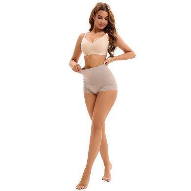 2 Packs Women's Lace Mesh Light Breathable Tummy Control Underwear Briefs High Waist Control Panties