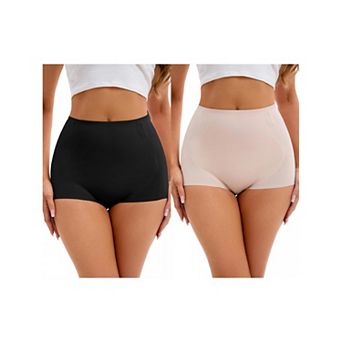 2 Packs Women's High-Waisted Underwear Briefs Tummy Control Hip Lifter Control Panties