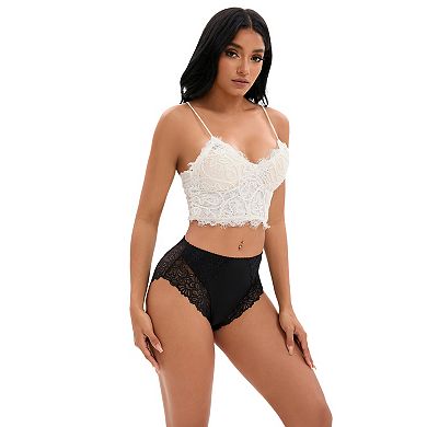 3 Packs Women's Lace Mid-Waisted Underwear Comfortable Briefss