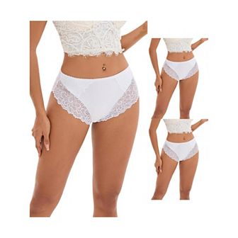 3 Packs Women's Lace Mid-Waisted Underwear Comfortable Briefss