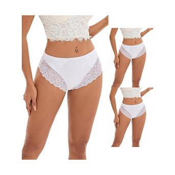 3 Packs Women's Lace Mid-Waisted Underwear Comfortable Briefss