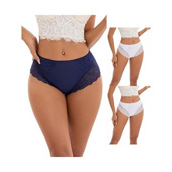 3 Packs Women's Lace Mid-Waisted Underwear Comfortable Briefss
