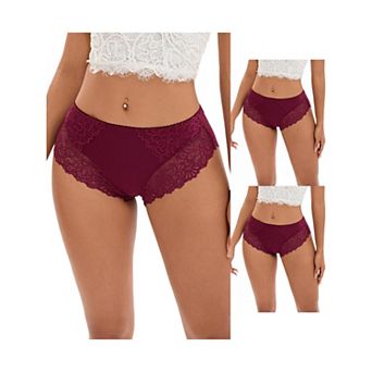 3 Packs Women's Lace Mid-Waisted Underwear Comfortable Briefss
