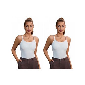 2 Packs Women's Tummy Control Ice Silk Shapewear Camisole Body Shaper Cami Vest with Built in Bra