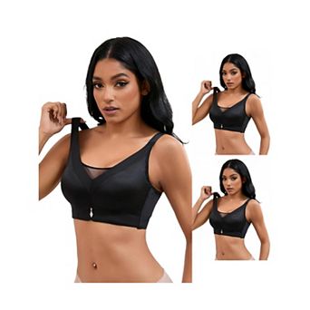 3 Packs Women's V-Neck Mesh Minimizers Bras Wirefree Adjustable Straps U Back Lingeries