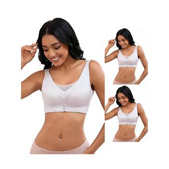 3 Packs Women's V-Neck Mesh Minimizers Bras Wirefree Adjustable Straps U Back Lingeries