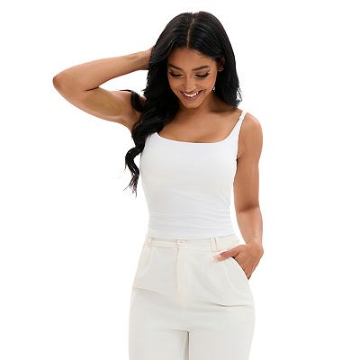 2 Packs Women's Square Neck Cami Vest Shelf Bra Adjustable