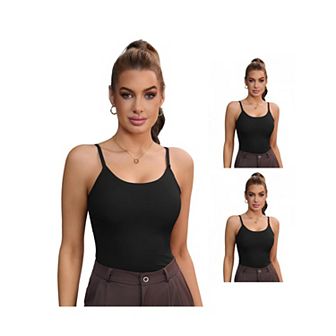 3 Packs Women's Tummy Control Ice Silk Shapewear Camisole Body Shaper Cami Vest with Built in Bras