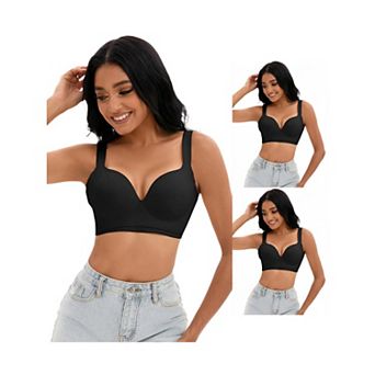 3 Packs Women's Push Up Wirefree Bras U Back Adjustable Straps Comfort Underwears