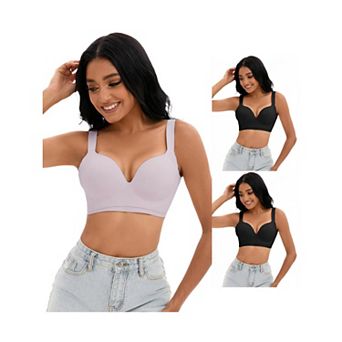 3 Packs Women's Push Up Wirefree Bras U Back Adjustable Straps Comfort Underwears