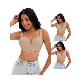 3 Packs Women's Push Up Wirefree Bras U Back Adjustable Straps Comfort Underwears