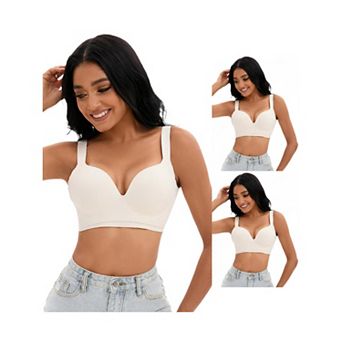 3 Packs Women's Push Up Wirefree Bras U Back Adjustable Straps Comfort Underwears