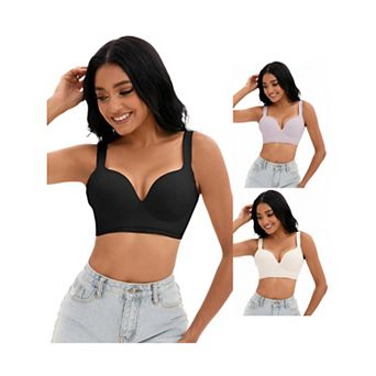 3 Packs Women's Push Up Wirefree Bras U Back Adjustable Straps Comfort Underwears