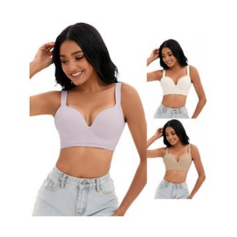 3 Packs Women's Push Up Wirefree Bras U Back Adjustable Straps Comfort Underwears
