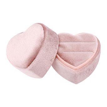 Velvet Ring Box Heart Shape for Proposal, Engagement, Wedding, Ceremony, Jewelry Ring Box 2*2*1.7in