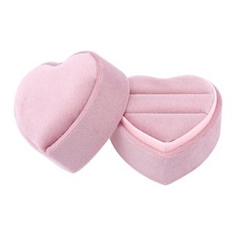 Velvet Ring Box Heart Shape for Proposal, Engagement, Wedding, Ceremony, Jewelry Ring Box 2*2*1.7in