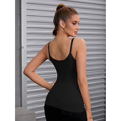 3 Packs Women's Adjustable Straps Tummy Control Shaper Camisoles Long Slim-Fit No Trace Tanks