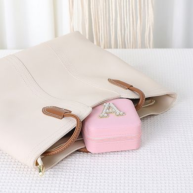 Portable Jewelry Box, Mini PU Leather Jewelry Organizer Boxes Storage Display Holder 3.9*3.9*2 Inch