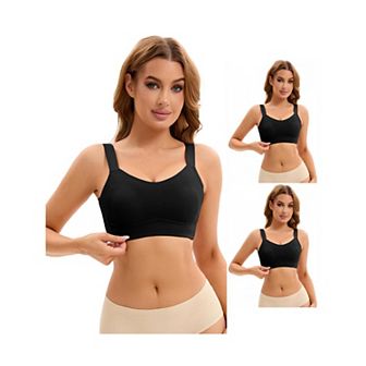3 Packs Women's Push Up V Neck Full Coverage Bras Wirefree Adjustable Straps Minimizers