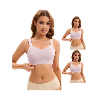 3 Packs Women's Push Up V Neck Full Coverage Bras Wirefree Adjustable Straps Minimizers