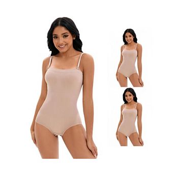 3 Packs Women's Cami Convertible Straps Slimming Waisted Shapewear Hipon Bottom Hip Lifter Bodysuits