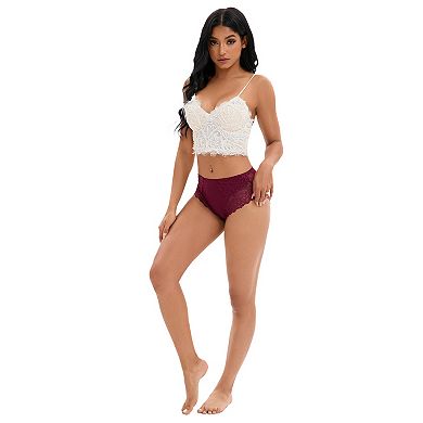 2 Packs Women's Lace Mid-Waisted Underwear Comfortable Briefs