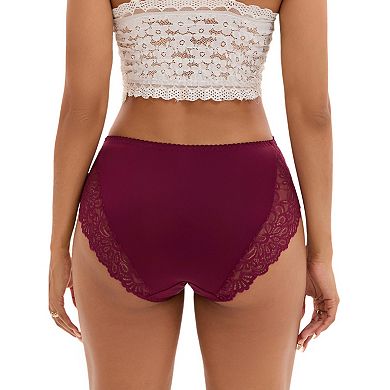2 Packs Women's Lace Mid-Waisted Underwear Comfortable Briefs