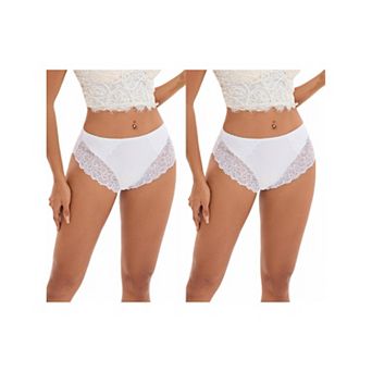 2 Packs Women's Lace Mid-Waisted Underwear Comfortable Briefs