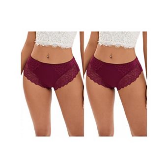 2 Packs Women's Lace Mid-Waisted Underwear Comfortable Briefs