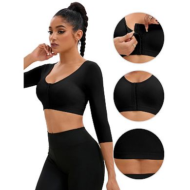 2 Packs Women's Front Hook Closure Compression Sleeves Slimming Tops Wirefree Bra Tube Shaping Tops