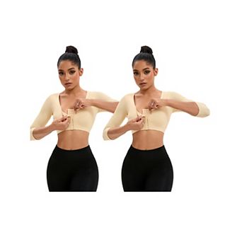 2 Packs Women's Front Hook Closure Compression Sleeves Slimming Tops Wirefree Bra Tube Shaping Tops