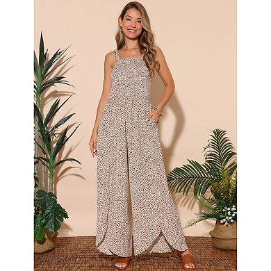 Women's Loose Overalls Jumpsuits One Piece Sleeveless Split Wide Leg Long Pant Rompers with Pockets