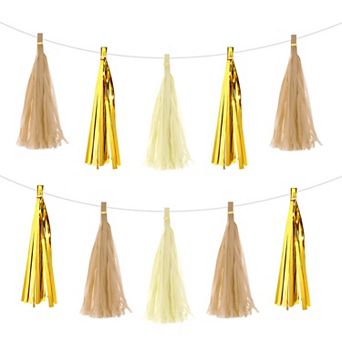 15 pc Tassel Garland Banner with Rope Tissue Paper Tassels Party DIY Kits for Party Decoration