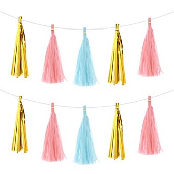 15 pc Tassel Garland Banner with Rope Tissue Paper Tassels Party DIY Kits for Party Decoration