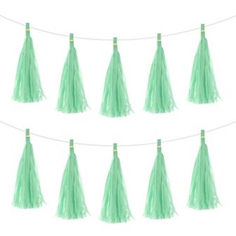 15 pc Tassel Garland Banner with Rope Tissue Paper Tassels Party DIY Kits for Party Decoration