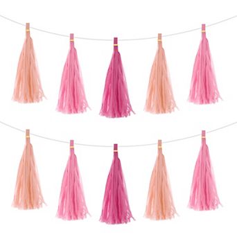 15 pc Tassel Garland Banner with Rope Tissue Paper Tassels Party DIY Kits for Party Decoration