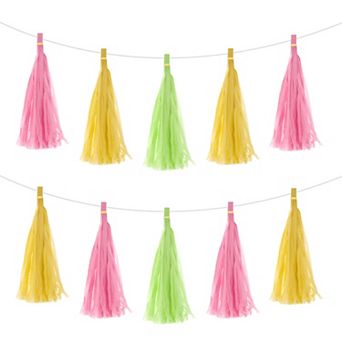 15 pc Tassel Garland Banner with Rope Tissue Paper Tassels Party DIY Kits for Party Decoration
