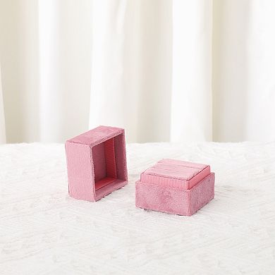 Velvet Square Ring Box for Proposal, Engagement, Wedding, Ceremony, 2 Slots Jewelry Ring Box 2*2*2in
