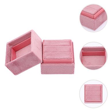 Velvet Square Ring Box for Proposal, Engagement, Wedding, Ceremony, 2 Slots Jewelry Ring Box 2*2*2in