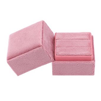 Velvet Square Ring Box for Proposal, Engagement, Wedding, Ceremony, 2 Slots Jewelry Ring Box 2*2*2in